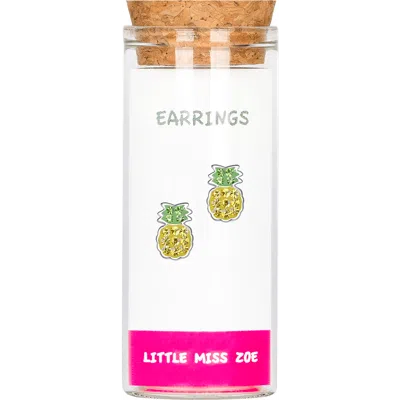 Little Miss Zoe Kids'  Pineapple Stud Earrings In Yellow