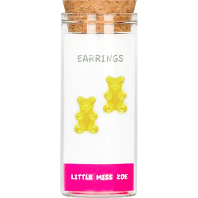 Little Miss Zoe Kids'  Yummy Bear Stud Earrings In Gold