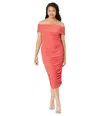 Little Mistress Hoxton Dress Women's Orange Ruched Off The Shoulder Jdm575 In Orange