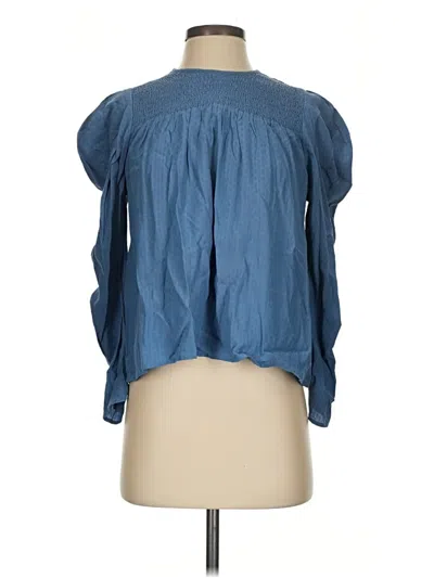 Pre-owned Little Moon 3/4 Sleeve Blouse In Blue