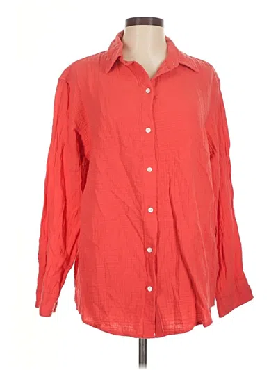 Pre-owned Little Moon 3/4 Sleeve Button Down Shirt In Red