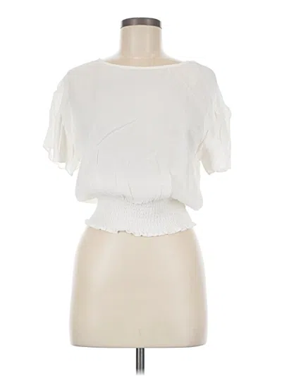 Pre-owned Little Moon Short Sleeve Blouse In White