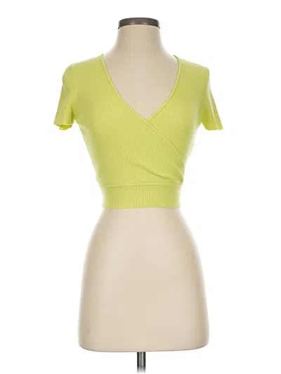 Pre-owned Little Moon Short Sleeve Top Green Sweetheart Neckline Tops