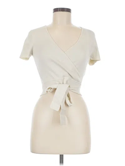 Pre-owned Little Moon Short Sleeve Top Ivory Sweetheart Neckline Tops