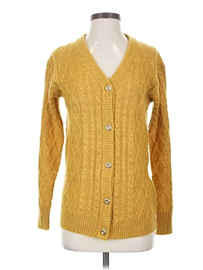 Pre-owned Little Moon Wool Cardigan Sweater In Yellow