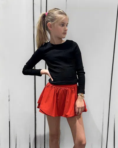 Little Olin Kids' Gathered Mini Skort In Orange