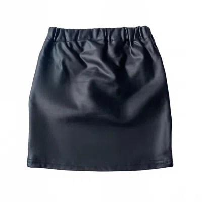 Little Olin Kids' Girl's Faux Leather Skirt In Black