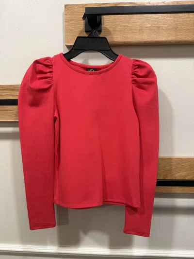 Little Olin Kids' Girl's Puff Sleeve Cotton Top In Red