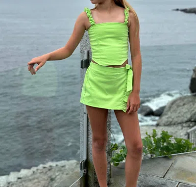 Little Olin Kids' Tween Scrunch Strap Tank Top In Green
