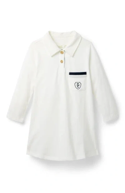 Little Paper Kids Addison Long Sleeve Polo Dress In White
