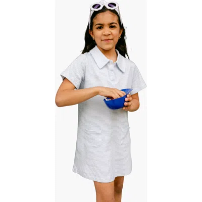 Little Paper Kids Adelaide Striped Polo Dress In Gray