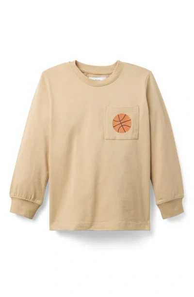 Little Paper Kids Brooks Basketball Long Sleeve Pocket Tee In Brown