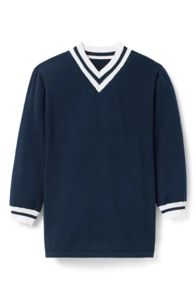 Little Paper Kids Georgia Long Sleeve Sweater Dress In Blue