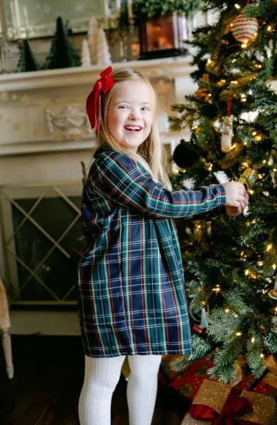 Little Paper Kids Parks Dress Navy Tartan In Blue