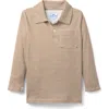Little Paper Kids Reid Long Sleeve Polo In Brown