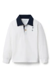 Little Paper Kids Rhodes Golf Stripe Long Sleeve Polo In White
