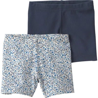 Little Planet Babies'  2-pack Assorted Rib Stretch Organic Cotton Pedal Shorts In Blue