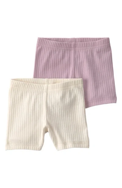 Little Planet Babies'  2-pack Assorted Rib Stretch Organic Cotton Pedal Shorts In Multi