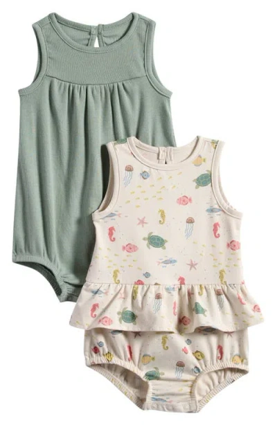 Little Planet Babies'  2-pack Assorted Stretch Organic Cotton Bodysuits In Green