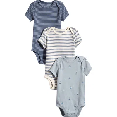 Little Planet Babies'  3-pack Assorted Organic Cotton Bodysuits In Blue