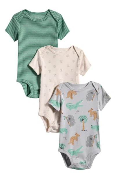 Little Planet Babies'  3-pack Assorted Organic Cotton Bodysuits In Burgundy