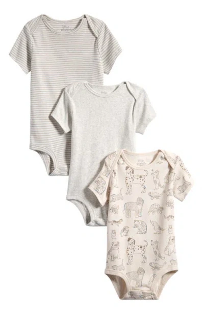 Little Planet Babies'  3-pack Assorted Organic Cotton Bodysuits In Gray