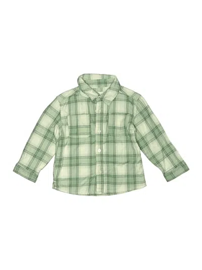 Pre-owned Little Planet By Carter's Kids' Long Sleeve Button Down Shirt In Green