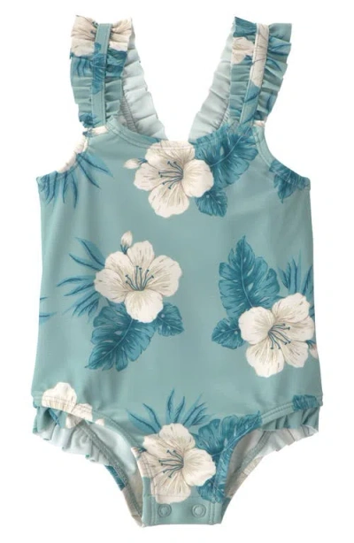 Little Planet Babies'  Floral One-piece Upf 50+ Swimsuit In Blue