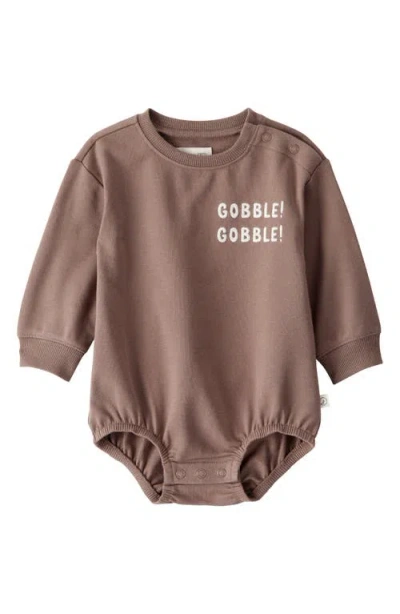 Little Planet Babies'  Gobble Gobble Stretch Organic Cotton Bubble Bodysuit In Brown