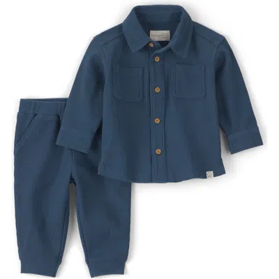Little Planet Babies'  Kids' 2-piece Organic Cotton Waffle Shirt And Pants Set In Black