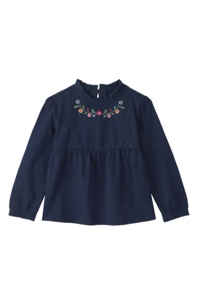 Little Planet Babies'  Kids' Embroidered Slub Jersey Top In Blue