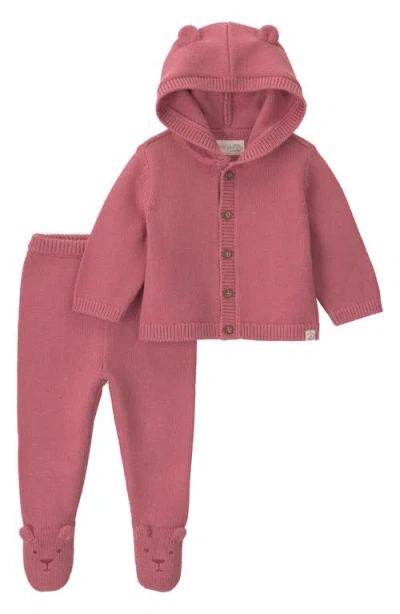 Little Planet Babies'  Kids' Organic Cotton Cardigan & Footed Pants Set In Pink