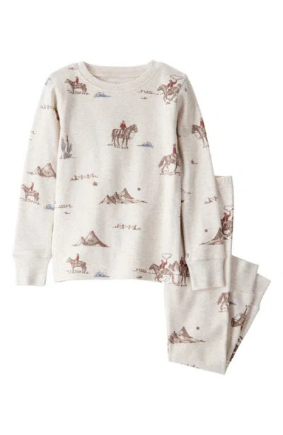 Little Planet Babies'  Print Fitted Organic Cotton Two-piece Pajamas In Lp Cowboys