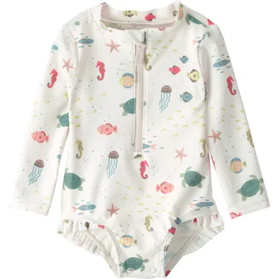 Little Planet Babies'  Long Sleeve One-piece Upf 50+ Rashguard Swimsuit In White