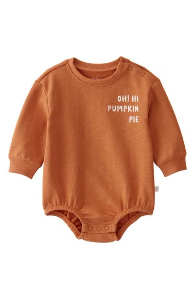 Little Planet Babies'  Oh Hi Pumpkin Pie Organic Cotton Bubble Bodysuit In Orange
