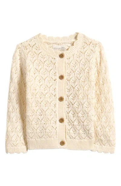 Little Planet Babies'  Open Stitch Cotton Cardigan In Neutral