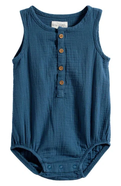 Little Planet Babies'  Organic Cotton Gauze Bubble Romper In Blue