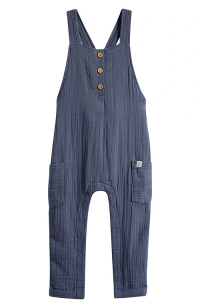 Little Planet Babies'  Organic Cotton Gauze Overalls In Blue