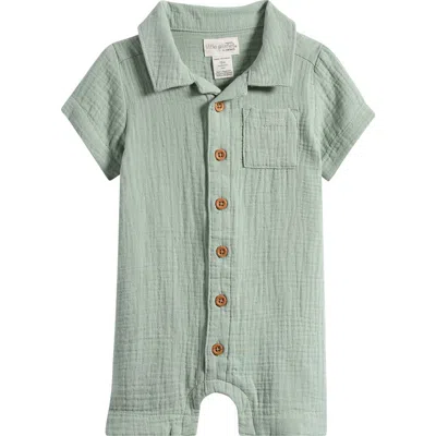 Little Planet Babies'  Organic Cotton Gauze Romper In Green