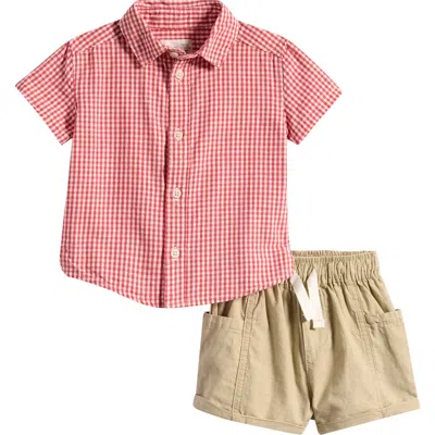 Little Planet Babies'  Print Button-up Shirt & Shorts Set In Multi