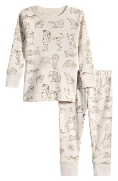 Little Planet Babies'  Print Fitted Organic Cotton Two-piece Pajamas In Brown