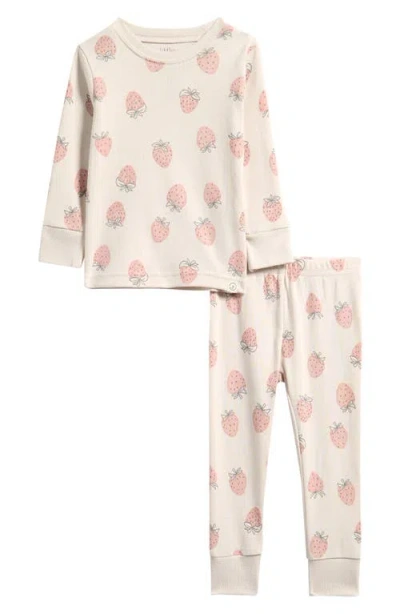 Little Planet Babies'  Print Fitted Organic Cotton Two-piece Pajamas In White