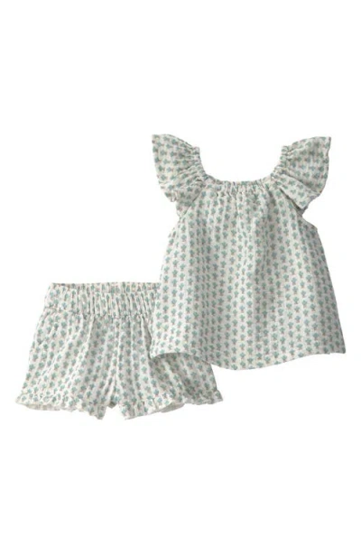 Little Planet Babies'  Print Organic Cotton Gauze Top & Shorts Set In Blue