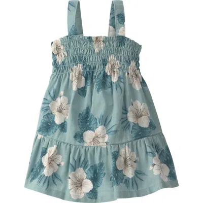 Little Planet Babies'  Print Smocked Organic Cotton & Linen Sundress & Bloomers Set In Blue