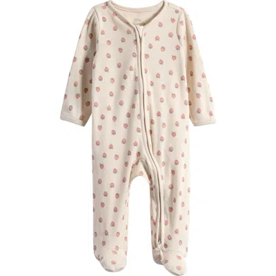Little Planet Babies'  Print Stretch Organic Cotton Zip Footie In Brown