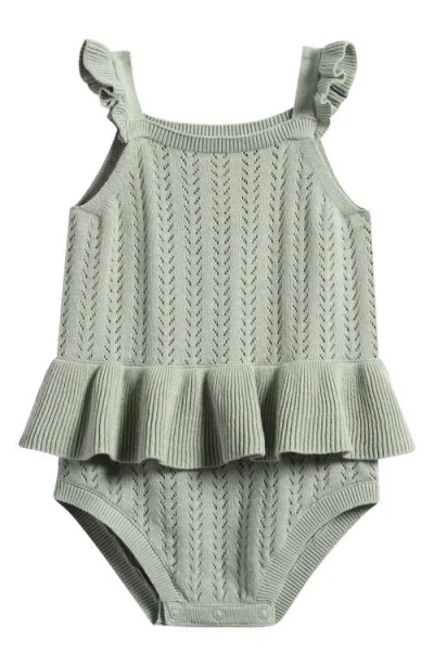 Little Planet Babies'  Ruffle Skirted Organic Cotton Pointelle Bodysuit In Green