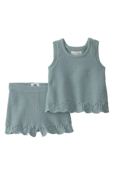 Little Planet Babies'  Scalloped Organic Cotton Tank Top & Shorts Set In Green