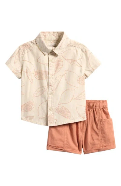 Little Planet Babies'  Short Sleeve Button-up Shirt & Shorts Set In Multi