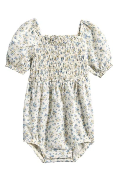 Little Planet Babies'  Smocked Organic Cotton & Linen Bodysuit In Multi