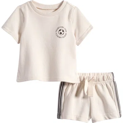 Little Planet Babies'  Soccer Knit Top & Shorts Set In White